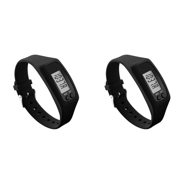 LED Pedometer Bracelet Wrist Calorie Counter 12/24H Time Display Step Counter