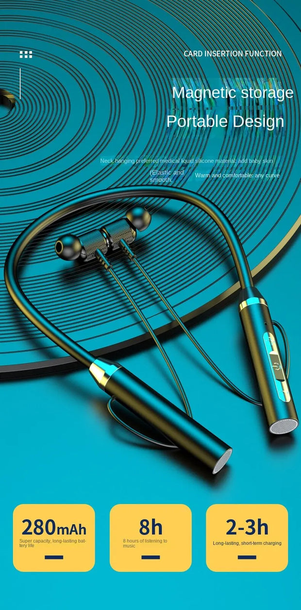 Wireless Headphones Bluetooth 5.0 Neckband Earphones Silicone Hifi 9D Stereo