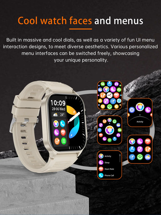 LIGE New Smart Watch Men Blood Oxygen Health Monitor Watch 2.01"