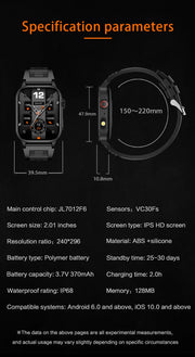 LIGE New Smart Watch Men Blood Oxygen Health Monitor Watch 2.01"