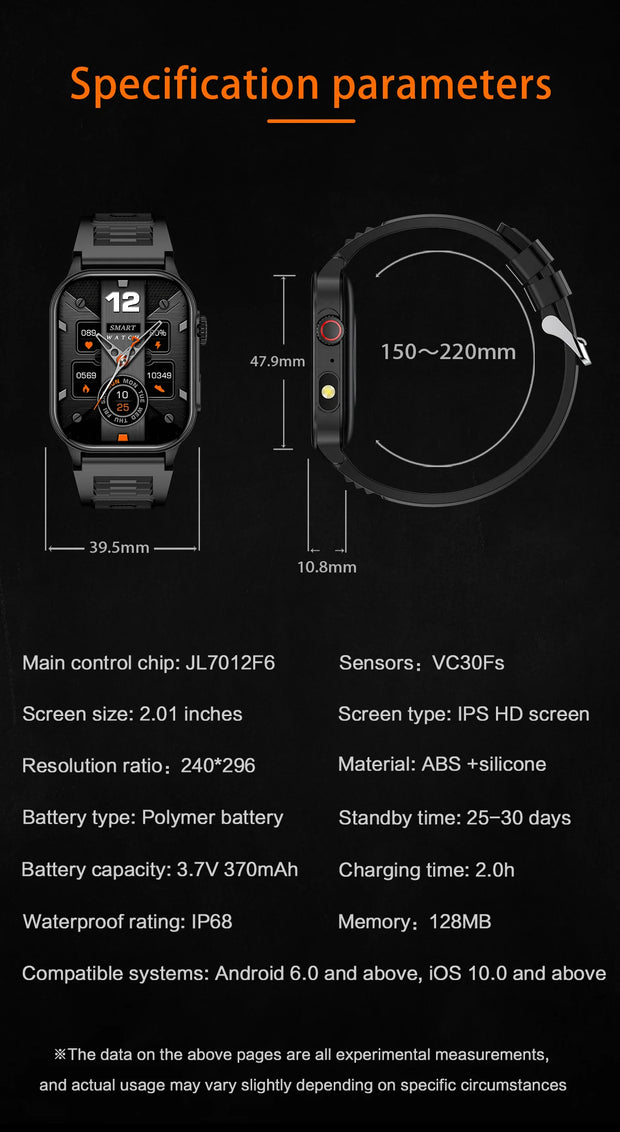 LIGE New Smart Watch Men Blood Oxygen Health Monitor Watch 2.01"