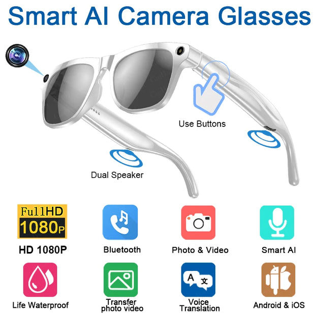 Xiaomi 4K HD AI Smart Glasses Chat GPT 100MP Camera Bluetooth Call