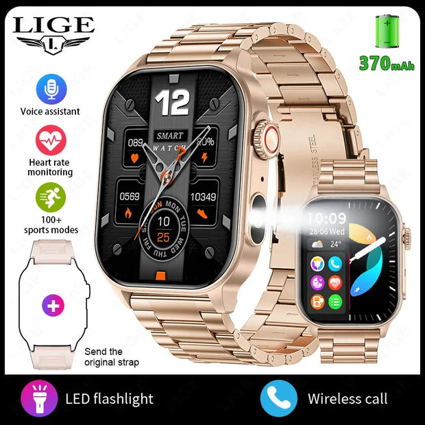 LIGE New Smart Watch Men Blood Oxygen Health Monitor Watch 2.01"