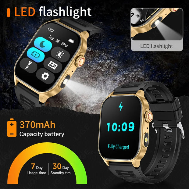 LIGE New Smart Watch Men Blood Oxygen Health Monitor Watch 2.01"