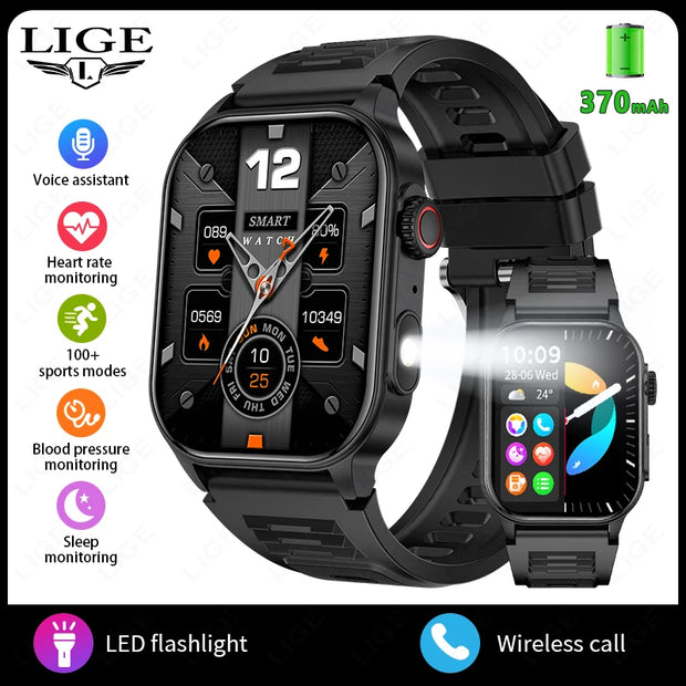 LIGE New Smart Watch Men Blood Oxygen Health Monitor Watch 2.01"