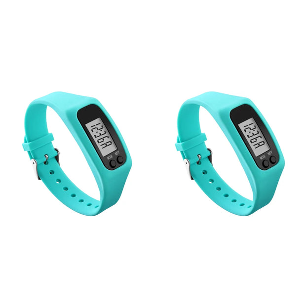 LED Pedometer Bracelet Wrist Calorie Counter 12/24H Time Display Step Counter