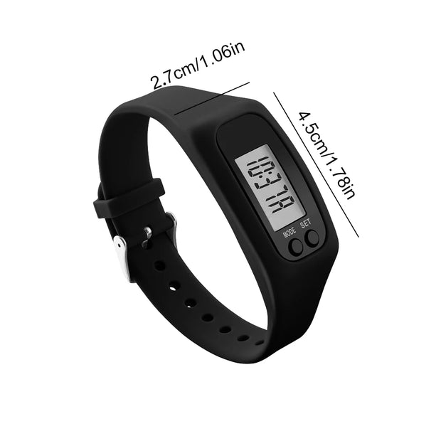 LED Pedometer Bracelet Wrist Calorie Counter 12/24H Time Display Step Counter