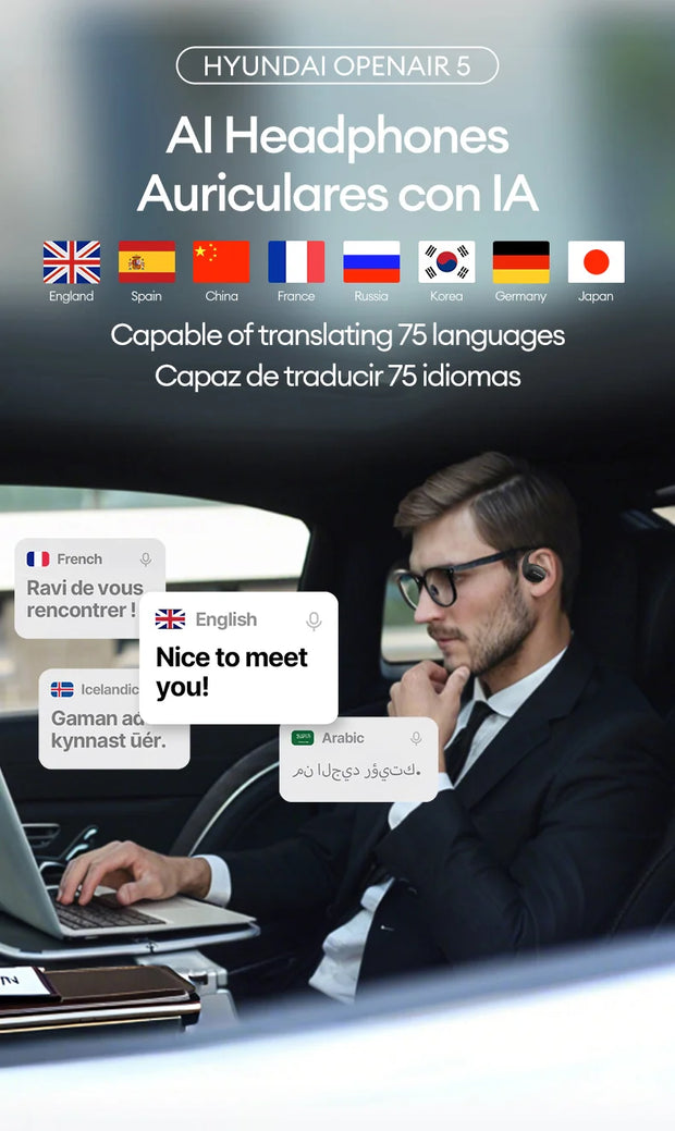 Choice HYUNDAI Openair5 AI Bluetooth Translation Earphones Hanging Ear
