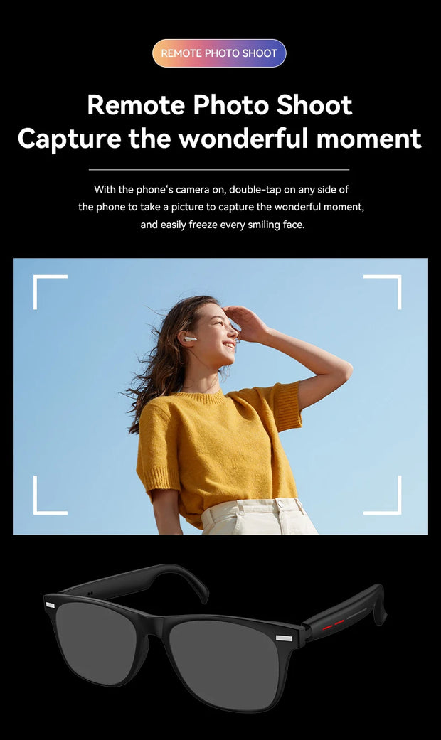 New Smart Glasses Wireless Calling Earphones Remote Control Photo AI Assistant