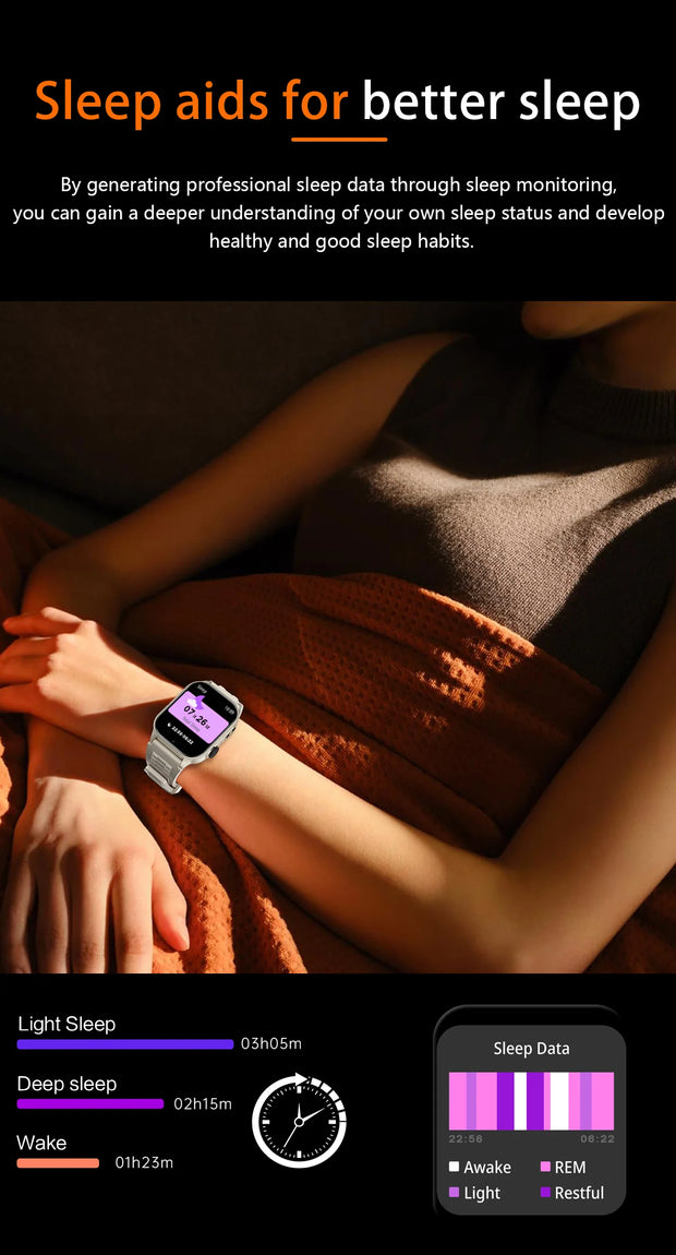 LIGE New Smart Watch Men Blood Oxygen Health Monitor Watch 2.01"