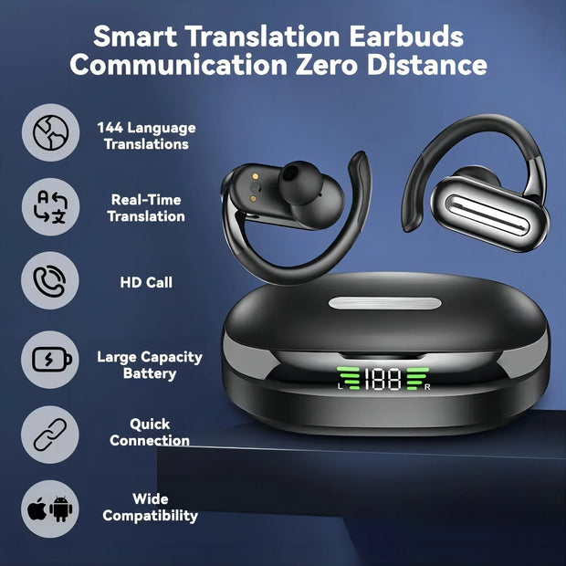 AI Translator On-ear Headphones 144 Languages Real Time Translation Earphones