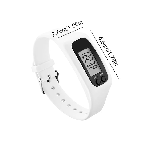 LED Pedometer Bracelet Wrist Calorie Counter 12/24H Time Display Step Counter