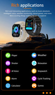 LIGE New Smart Watch Men Blood Oxygen Health Monitor Watch 2.01"