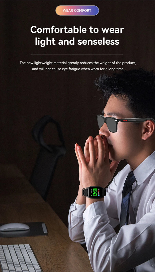 New Smart Glasses Wireless Calling Earphones Remote Control Photo AI Assistant