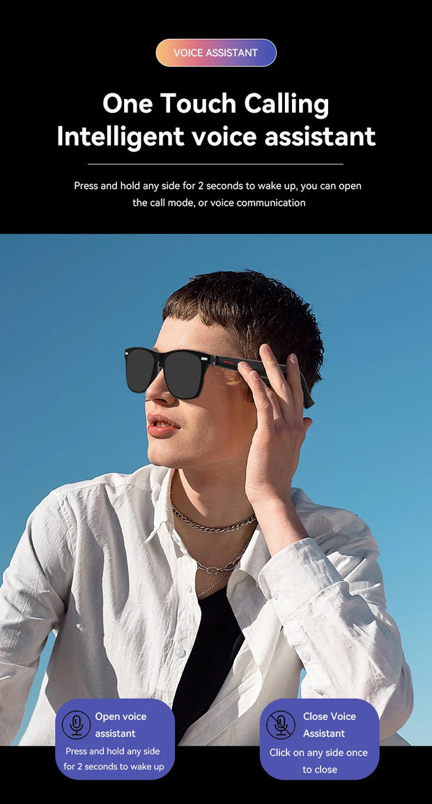New Smart Glasses Wireless Calling Earphones Remote Control Photo AI Assistant