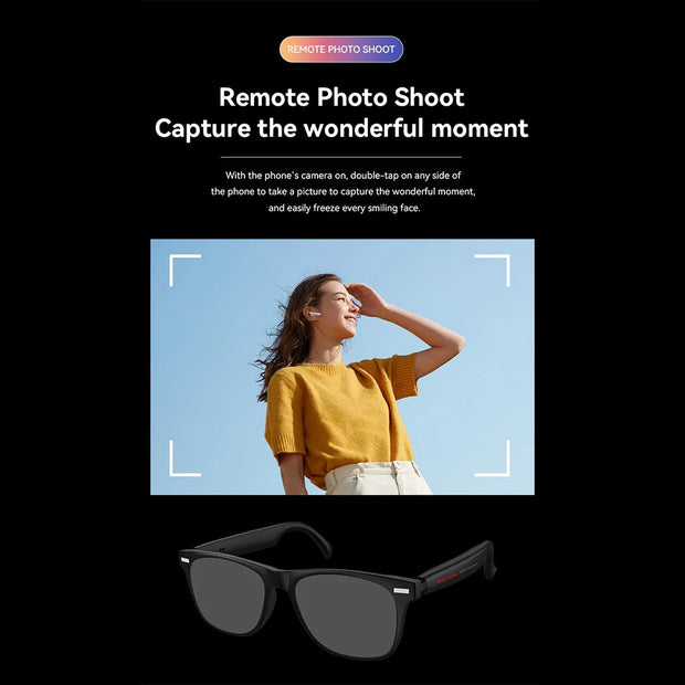 New Smart Glasses Wireless Calling Earphones Remote Control Photo AI Assistant