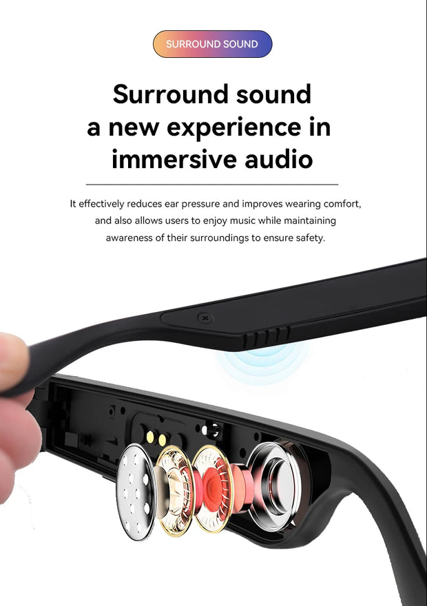 New Smart Glasses Wireless Calling Earphones Remote Control Photo AI Assistant