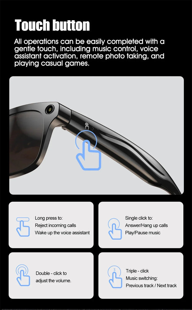 Xiaomi 4K HD AI Smart Glasses Chat GPT 100MP Camera Bluetooth Call