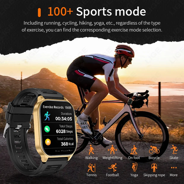 LIGE New Smart Watch Men Blood Oxygen Health Monitor Watch 2.01"