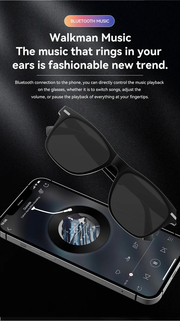 New Smart Glasses Wireless Calling Earphones Remote Control Photo AI Assistant