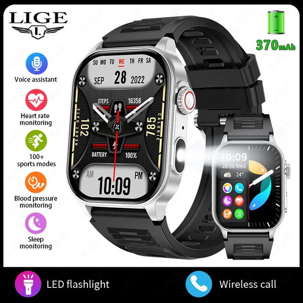 LIGE New Smart Watch Men Blood Oxygen Health Monitor Watch 2.01"