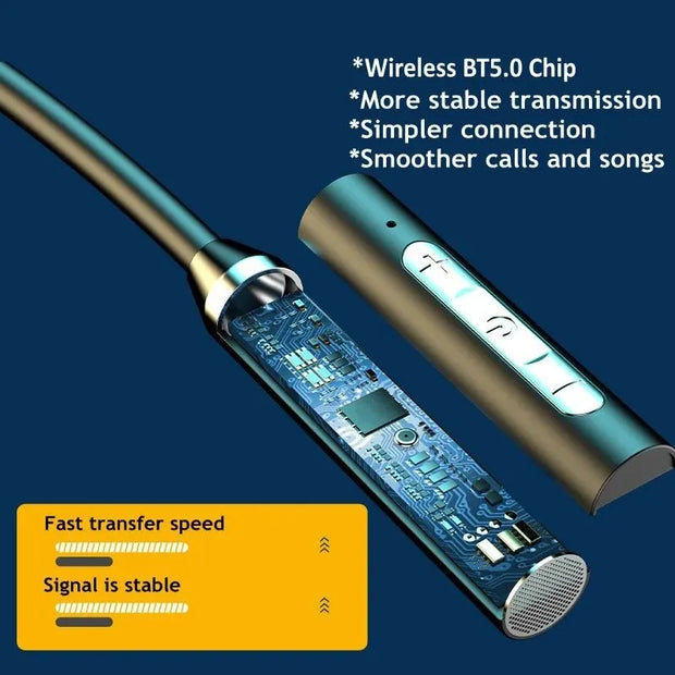 Wireless Headphones Bluetooth 5.0 Neckband Earphones Silicone Hifi 9D Stereo