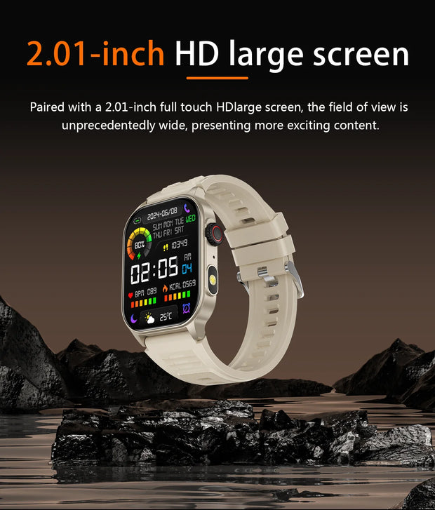 LIGE New Smart Watch Men Blood Oxygen Health Monitor Watch 2.01"