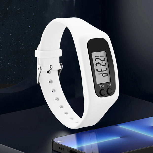 LED Pedometer Bracelet Wrist Calorie Counter 12/24H Time Display Step Counter