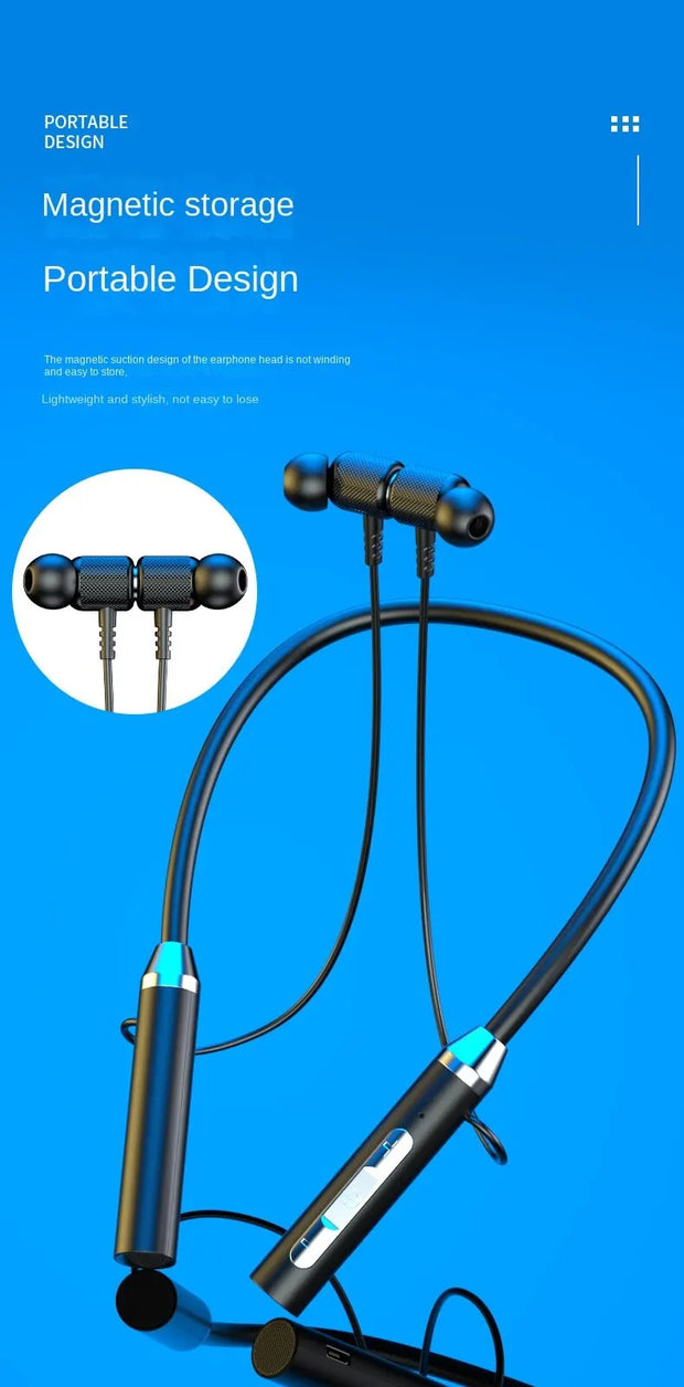 Wireless Headphones Bluetooth 5.0 Neckband Earphones Silicone Hifi 9D Stereo