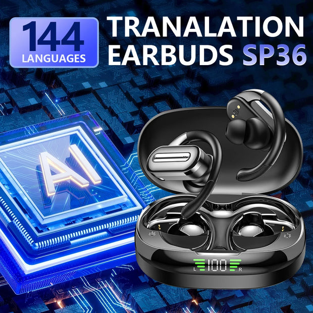 AI Translator On-ear Headphones 144 Languages Real Time Translation Earphones