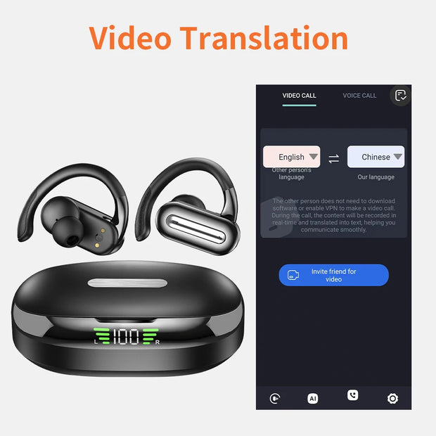 AI Translator On-ear Headphones 144 Languages Real Time Translation Earphones