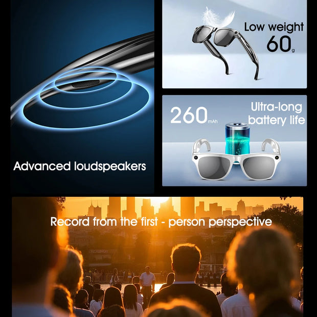 Sports Sunglasses Men Women AI Translate Smart Glasses HD Camera Take Photo