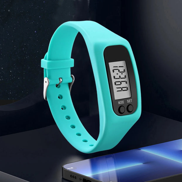 LED Pedometer Bracelet Wrist Calorie Counter 12/24H Time Display Step Counter