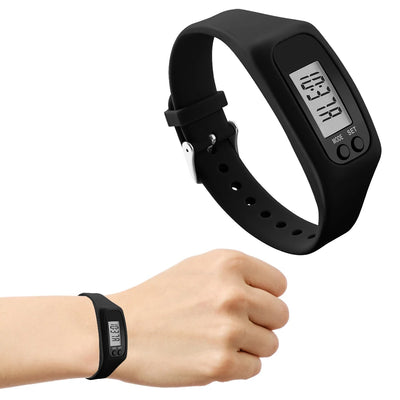 LED Pedometer Bracelet Wrist Calorie Counter 12/24H Time Display Step Counter