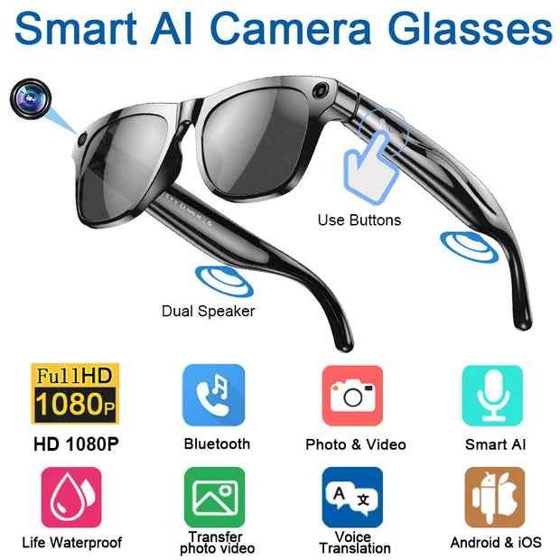 Xiaomi 4K HD AI Smart Glasses Chat GPT 100MP Camera Bluetooth Call