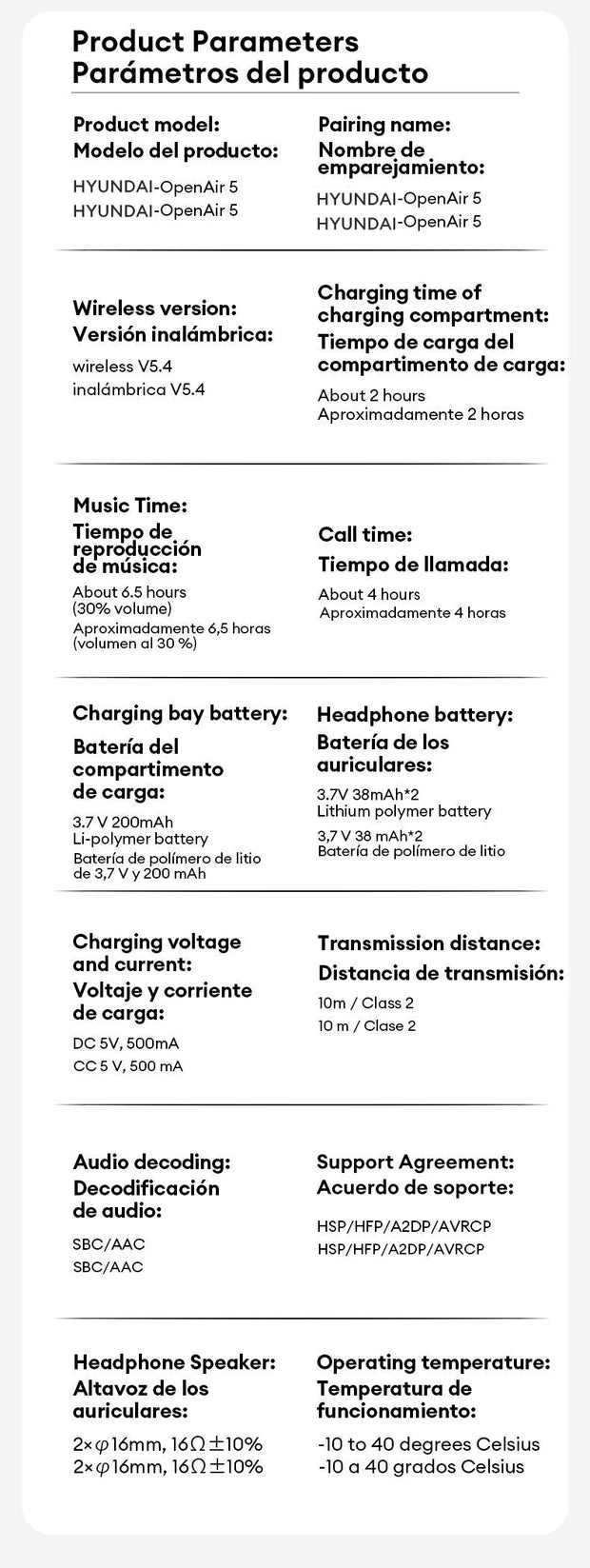 Choice HYUNDAI Openair5 AI Bluetooth Translation Earphones Hanging Ear