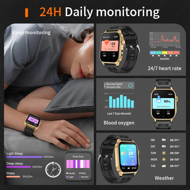 LIGE New Smart Watch Men Blood Oxygen Health Monitor Watch 2.01"