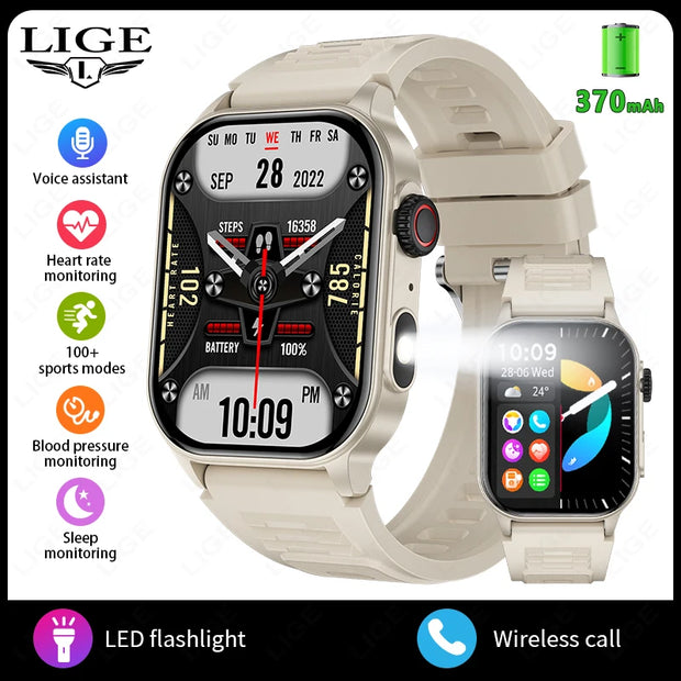 LIGE New Smart Watch Men Blood Oxygen Health Monitor Watch 2.01"