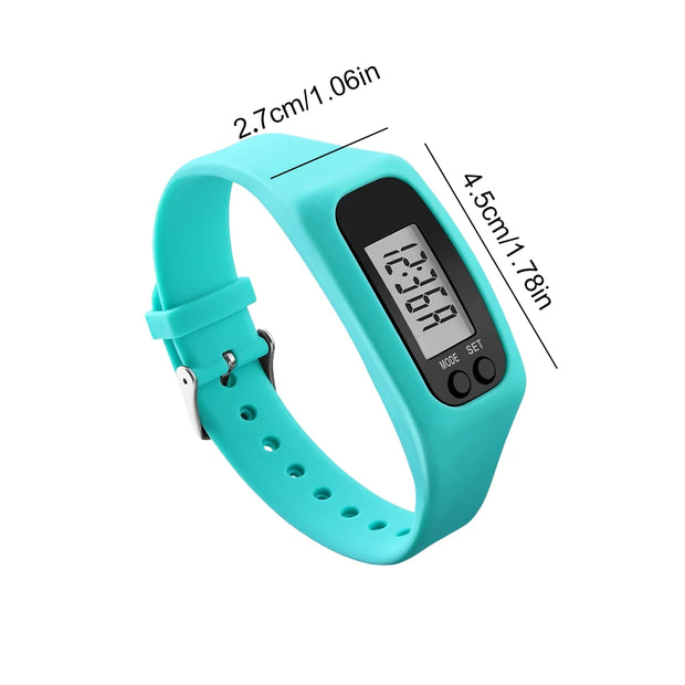 LED Pedometer Bracelet Wrist Calorie Counter 12/24H Time Display Step Counter