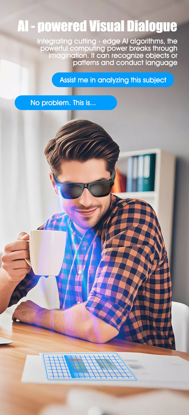 Sports Sunglasses Men Women AI Translate Smart Glasses HD Camera Take Photo