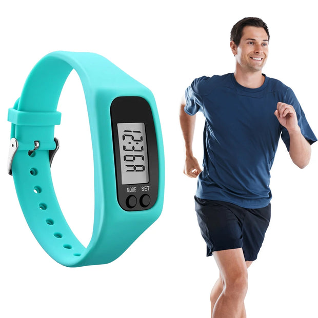 LED Pedometer Bracelet Wrist Calorie Counter 12/24H Time Display Step Counter